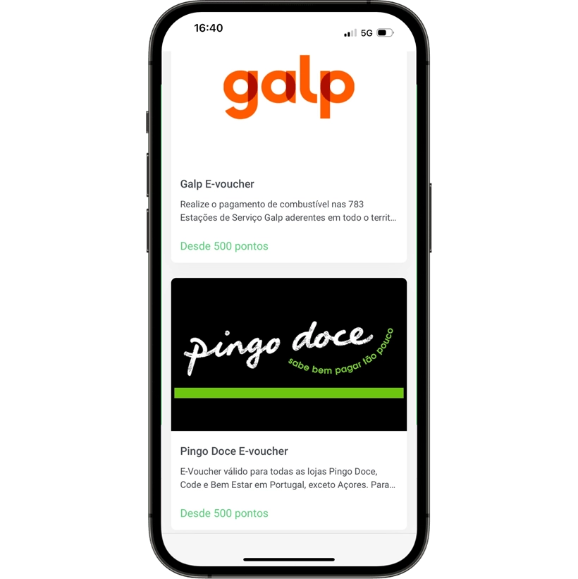 Ecrã app Ganha LOGO Ganha Prémios