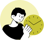 Icon pessoa com relógio na mão, fundo amarelo