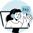 icon assistência 24/7, fundo azul