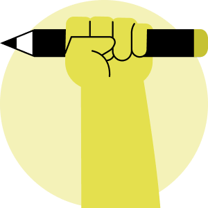 Ilustração de mão cerrada a segurar num lápis